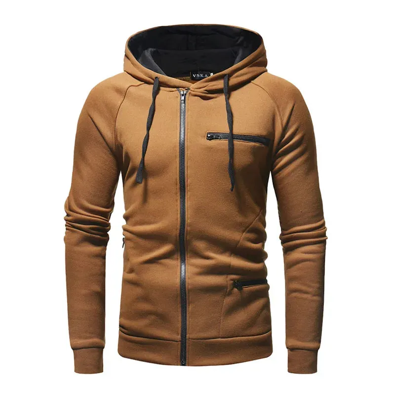 Autumn Winter New Mens Hoodies Long Sleeve Zipper Cardigan Hoodie Sweatshirt Men Casual Solid Hooded Pullover Sweatshirts M-3XL