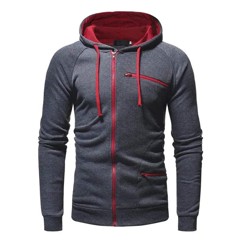 Autumn Winter New Mens Hoodies Long Sleeve Zipper Cardigan Hoodie Sweatshirt Men Casual Solid Hooded Pullover Sweatshirts M-3XL