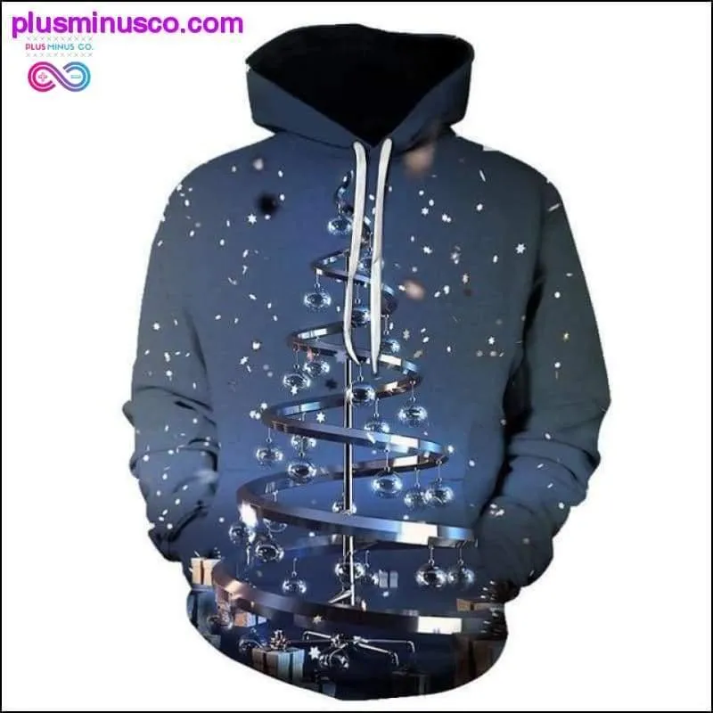 Christmas Autumn Winter Hoodie with 3D Print Old Man and Elk