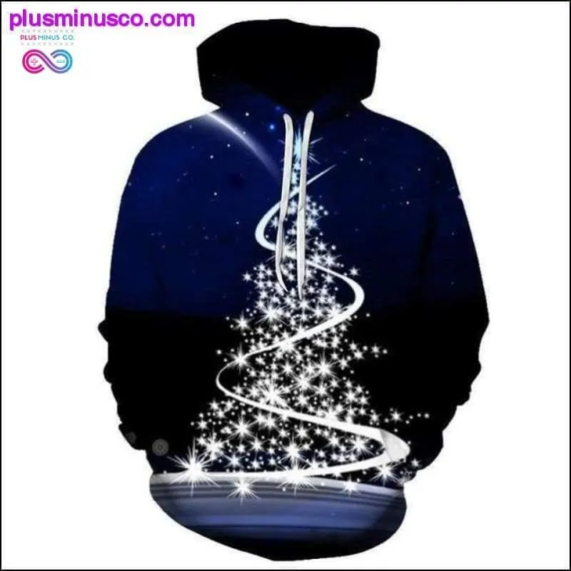 Christmas Autumn Winter Hoodie with 3D Print Old Man and Elk