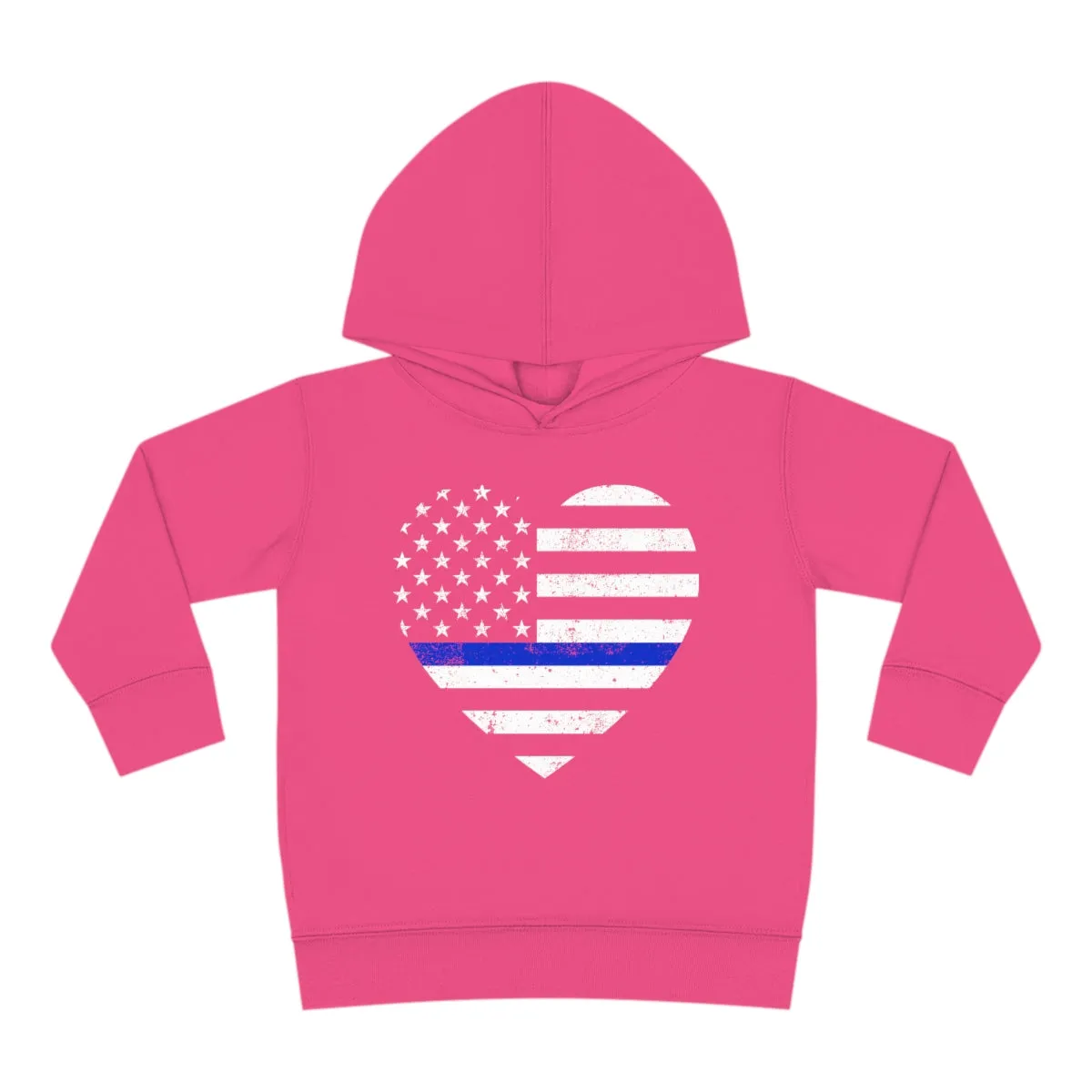 Grunge Heart Flag © Toddler Pullover Fleece Hoodie (Thin Blue Line)