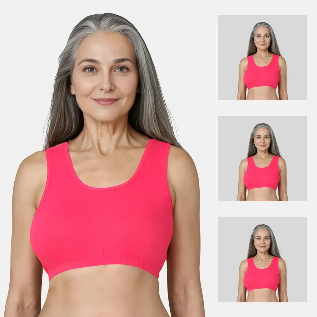 Lounge/Home Bra For Elderly | Non Padded | Non Wired | Racerback | Full Coverage | 3 Pack