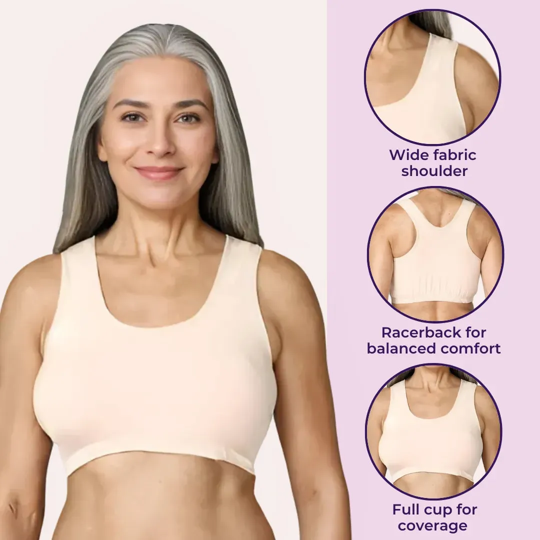 Lounge/Home Bra For Elderly | Non Padded | Non Wired | Racerback | Full Coverage