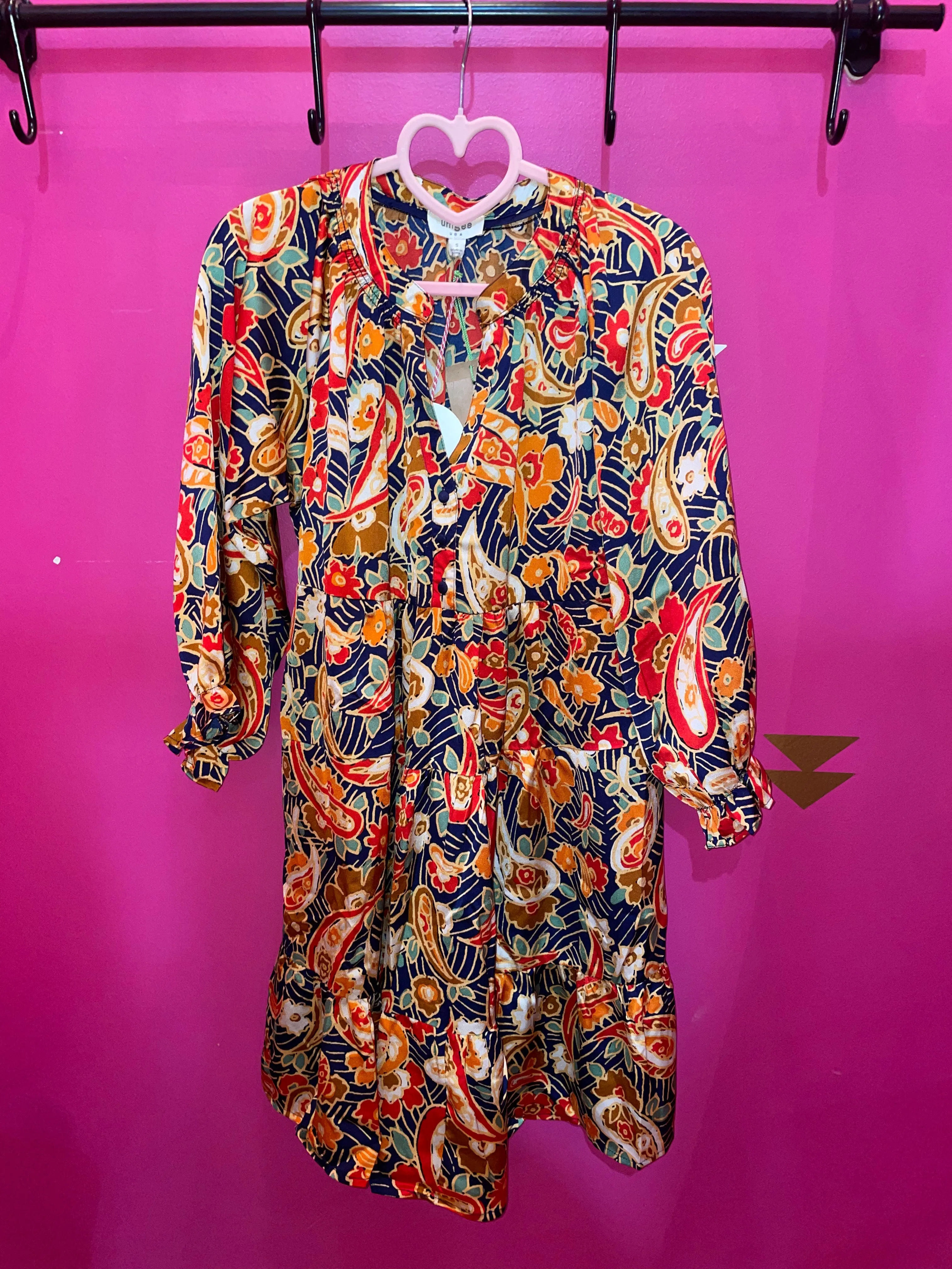 Navy Floral Printed Flowy Dress