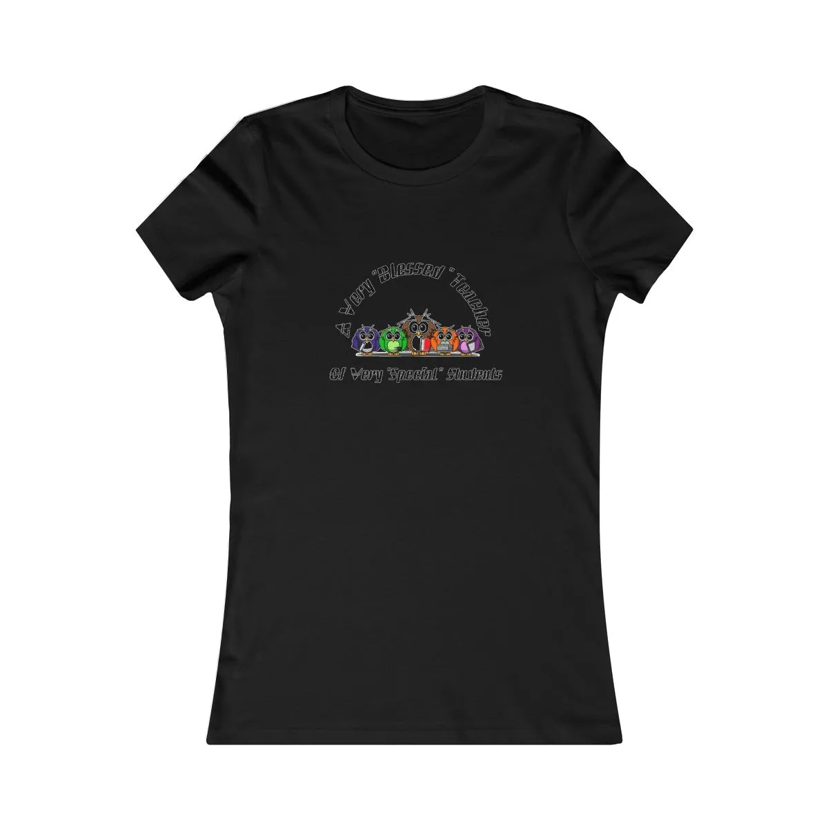 "Blessed Owl Teacher" Black Letters Women's Favorite Tee