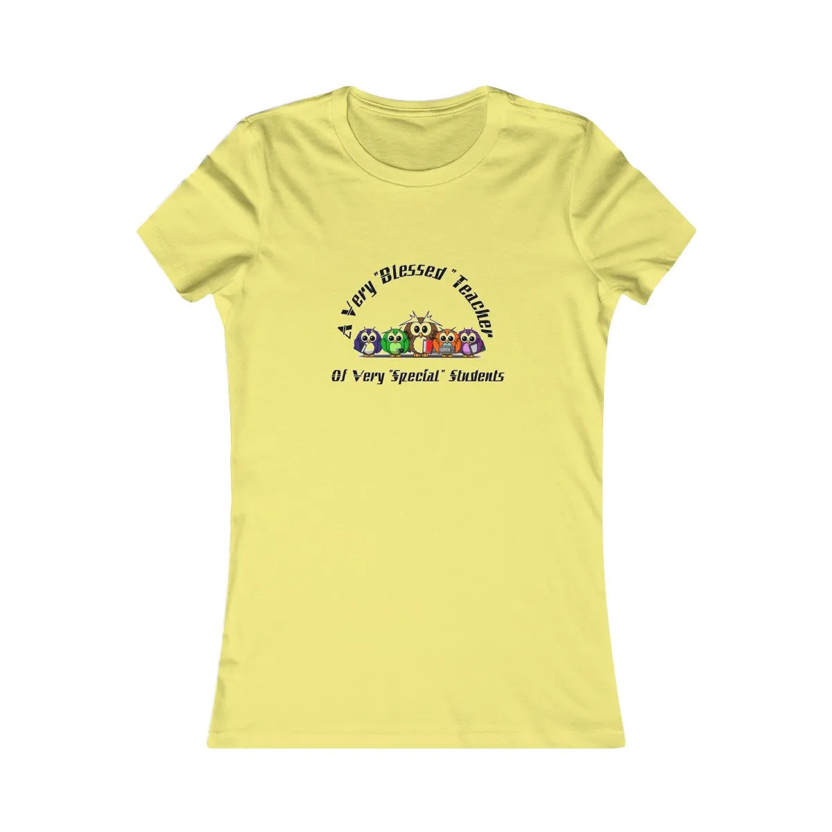 "Blessed Owl Teacher" Black Letters Women's Favorite Tee
