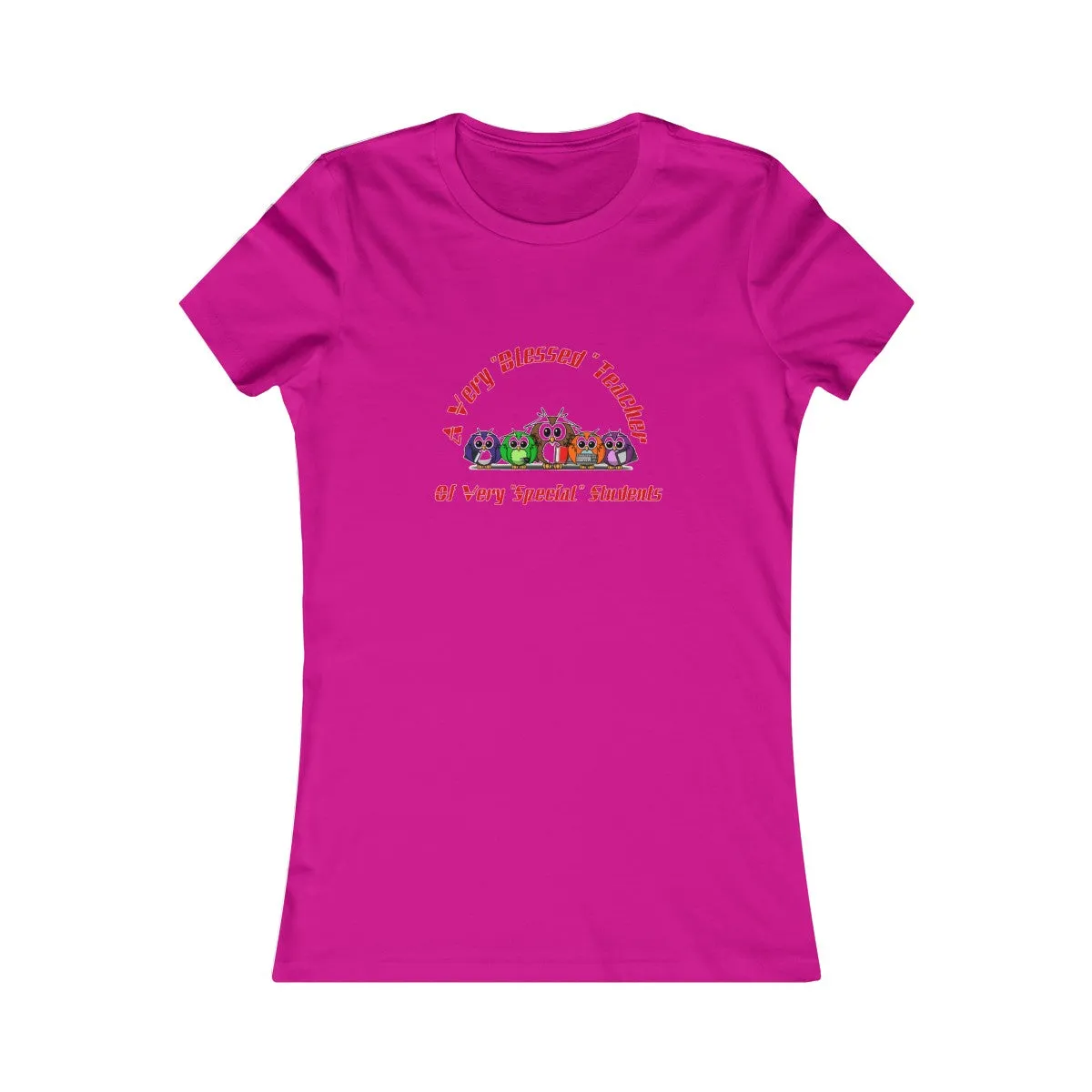 "Blessed Owl Teacher" Red Letters Women's Favorite Tee