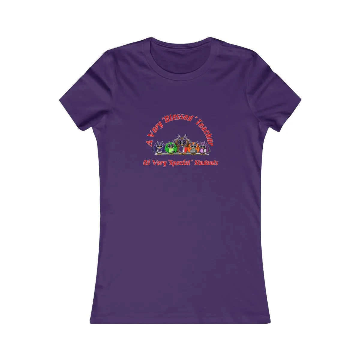 "Blessed Owl Teacher" Red Letters Women's Favorite Tee