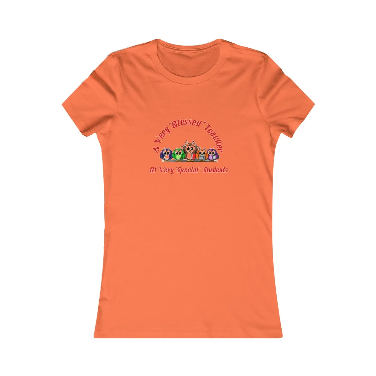 "Blessed Owl Teacher" Red Letters Women's Favorite Tee