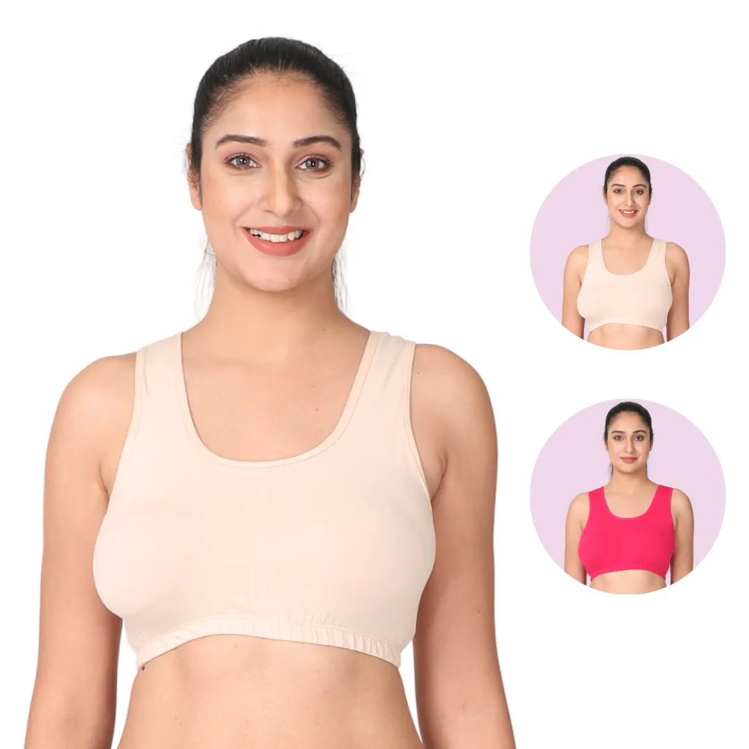 Sleep Bra | Lounge Bra | Non Padded | Non Wired | Full Coverage | Racerback | Pack Of 2