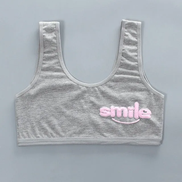 Teen bra girl vest Cotton Spandex Big Girl's Sport 7-14 Years Adolescente Kids Underwear Letter Racerback Training 1 piece