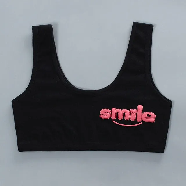 Teen bra girl vest Cotton Spandex Big Girl's Sport 7-14 Years Adolescente Kids Underwear Letter Racerback Training 1 piece