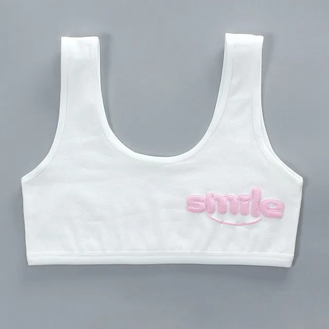 Teen bra girl vest Cotton Spandex Big Girl's Sport 7-14 Years Adolescente Kids Underwear Letter Racerback Training 1 piece