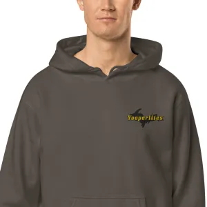 Unisex pigment dyed hoodie with stitched Yooperlites logo