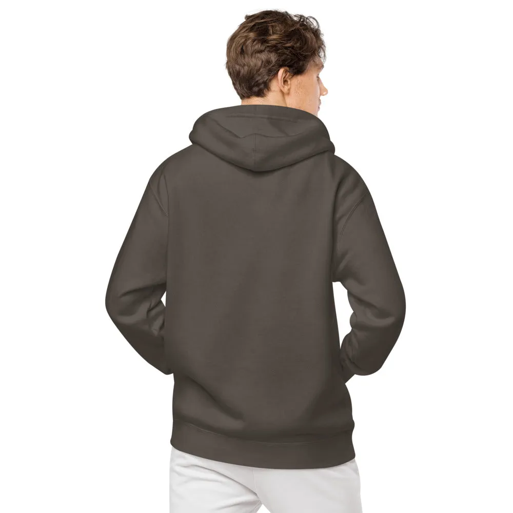 Unisex pigment dyed hoodie with stitched Yooperlites logo